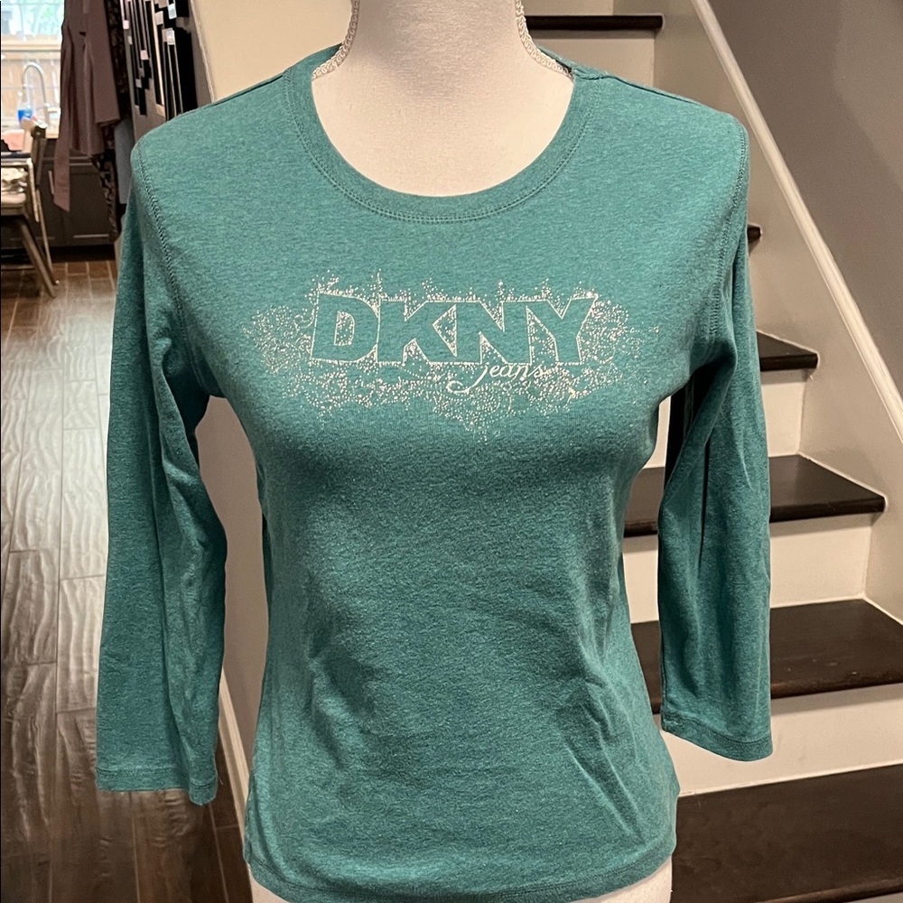 DKNY Women's Teal Long Sleeve Tee